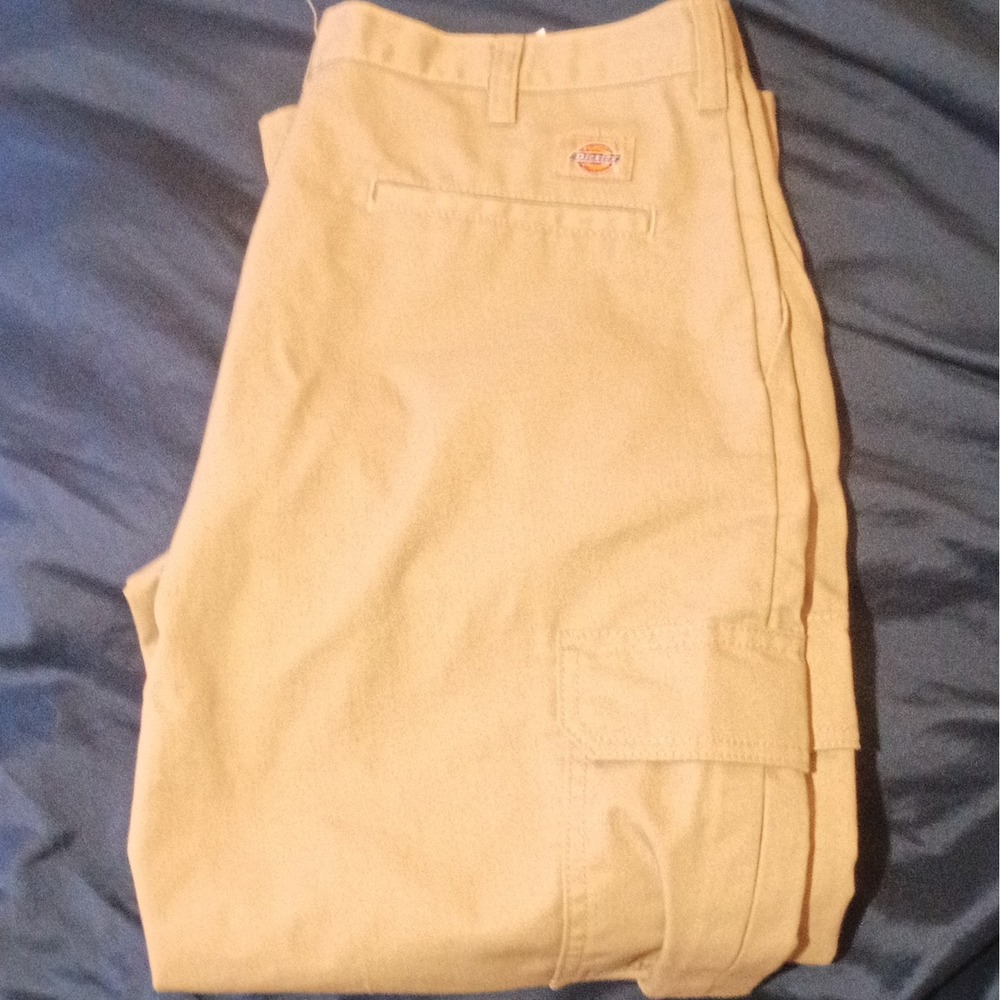 Dickies LP600DS Mens Beige Work Cargo Pants 34 39U Twill Cotton Poly Tan